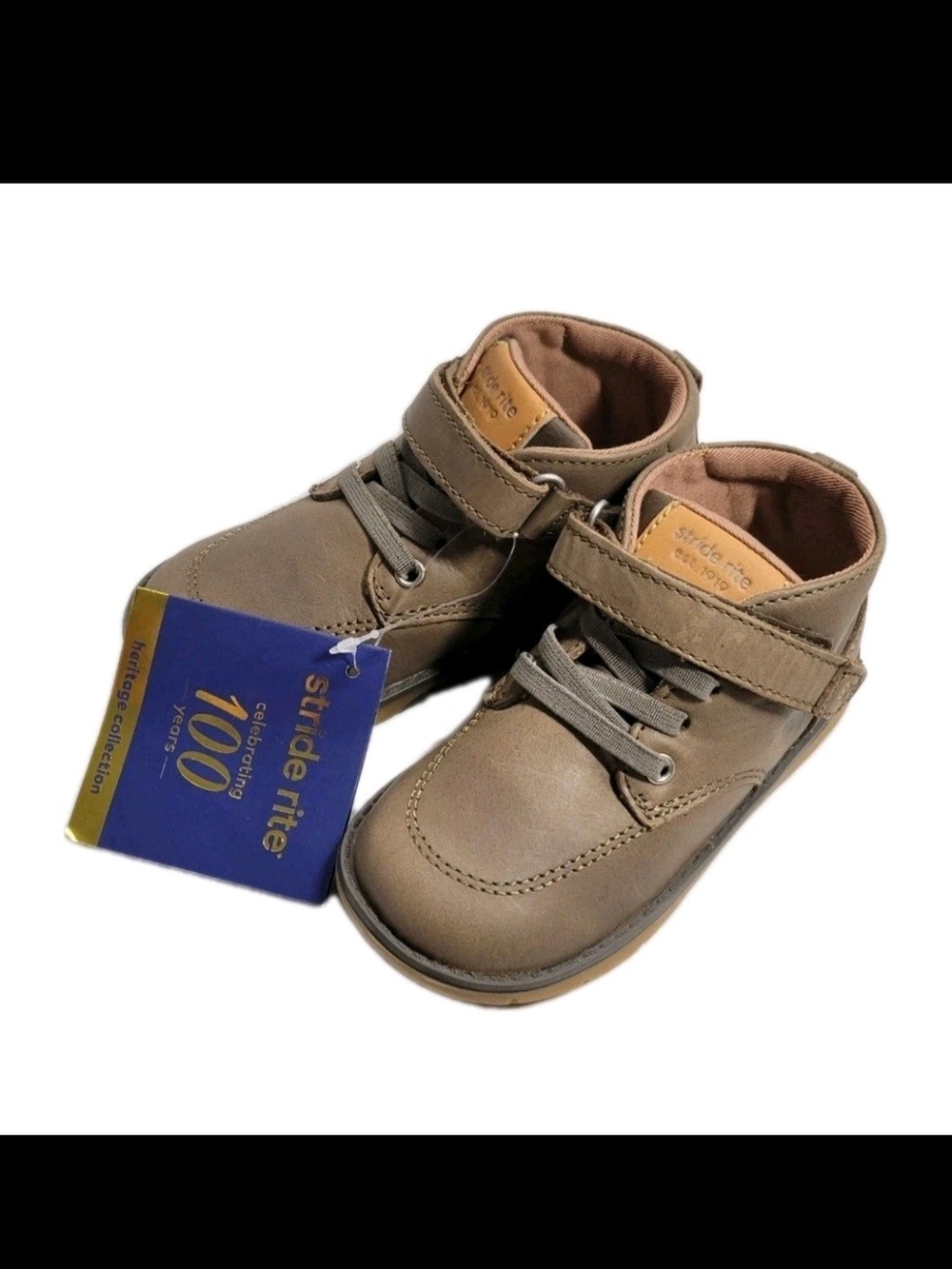 Stride Rite Quinn Boots Brown Leather Hook-and-Loop Shoes 7.5